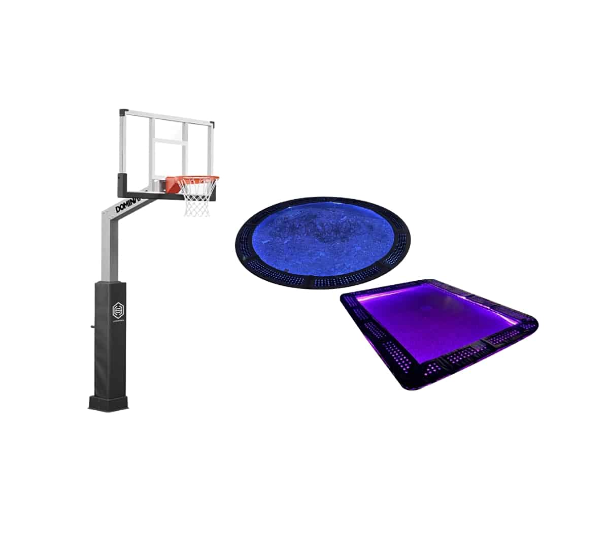 Inground trampoline accessories LED lighting enclosure nets